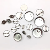 50pcs Round Disc Brooch Buckle Blanks with Pin Clip Base for DIY Jewelry Making
