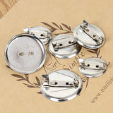 50pcs Round Disc Brooch Buckle Blanks with Pin Clip Base for DIY Jewelry Making