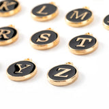 50pcs Enamel Initial Letter Charms 14*12mm Alphabet Pendants for DIY Jewelry