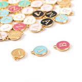 50pcs Enamel Initial Letter Charms 14*12mm Alphabet Pendants for DIY Jewelry