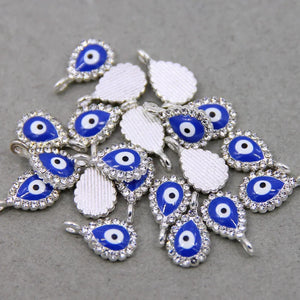 50pcs Evil Eye Hand Zinc Alloy Round Enamel Charms Sweet Heart DIY Jewelry
