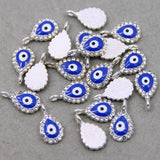 50pcs Evil Eye Hand Zinc Alloy Round Enamel Charms Sweet Heart DIY Jewelry