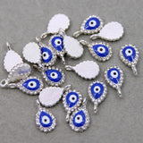 50pcs Evil Eye Hand Zinc Alloy Round Enamel Charms Sweet Heart DIY Jewelry