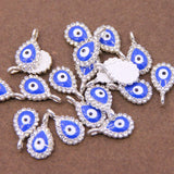 50pcs Evil Eye Hand Zinc Alloy Round Enamel Charms Sweet Heart DIY Jewelry