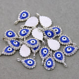 50pcs Evil Eye Hand Zinc Alloy Round Enamel Charms Sweet Heart DIY Jewelry
