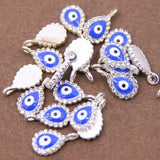 50pcs Evil Eye Hand Zinc Alloy Round Enamel Charms Sweet Heart DIY Jewelry