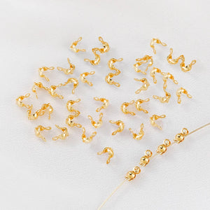 50pcs 14K Plated Bead Tips Clamshell Knot Covers DIY Making