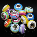 50pcs Mixed Silver Plated Rainbow Acrylic Jewelry Beads 14MM