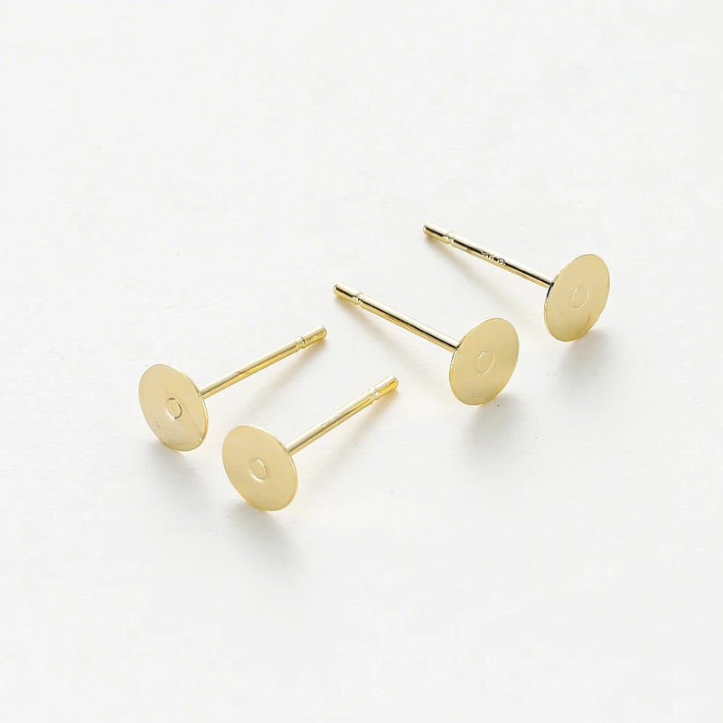 50pcs 14k 18k Plated Round Stud Earring Hooks 3 4 5mm Earrings Findings