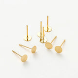 50pcs 14k 18k Plated Round Stud Earring Hooks 3 4 5mm Earrings Findings