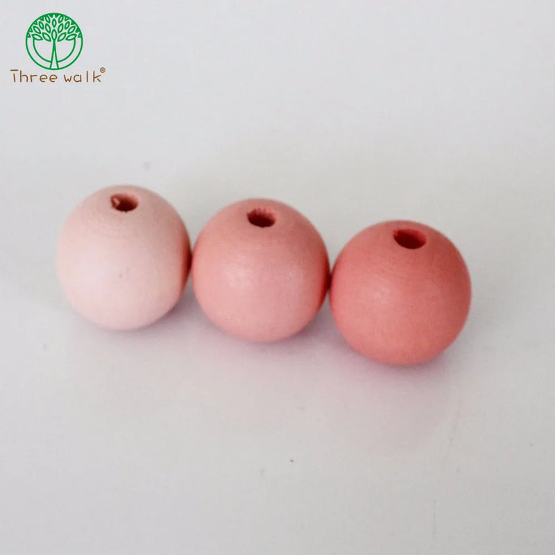 50pcs Pastel Mixed Round Wooden Beads Safety For Kids
