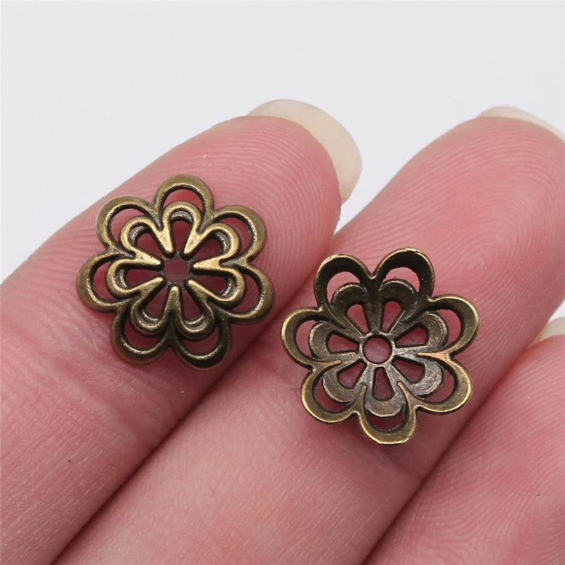 50pcs 14mm Flower Spacer Metal Bead Caps Jewelry Making DIY Finding Accessory