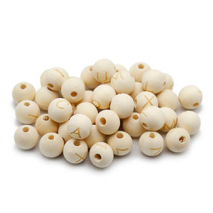 50pcs 14mm Round Wood Mixed Letters Beads For Jewelry Making DIY Bracelets