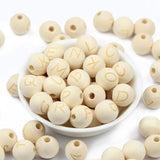 50pcs 14mm Round Wood Mixed Letters Beads For Jewelry Making DIY Bracelets