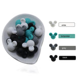 50pcs 14mm Silicone Mouse Teether Beads Cartoon Baby Teething Round Balls