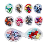 50pcs 14mm Silicone Mouse Teether Beads Cartoon Baby Teething Round Balls