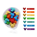 50pcs 14mm Silicone Mouse Teether Beads Cartoon Baby Teething Round Balls