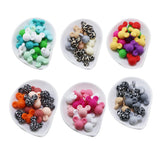50pcs 14mm Silicone Mouse Teether Beads Cartoon Baby Teething Round Balls