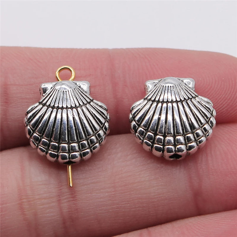 50pcs Shell Small Hole Beads for Jewelry Making DIY Bracelet Antique Silver