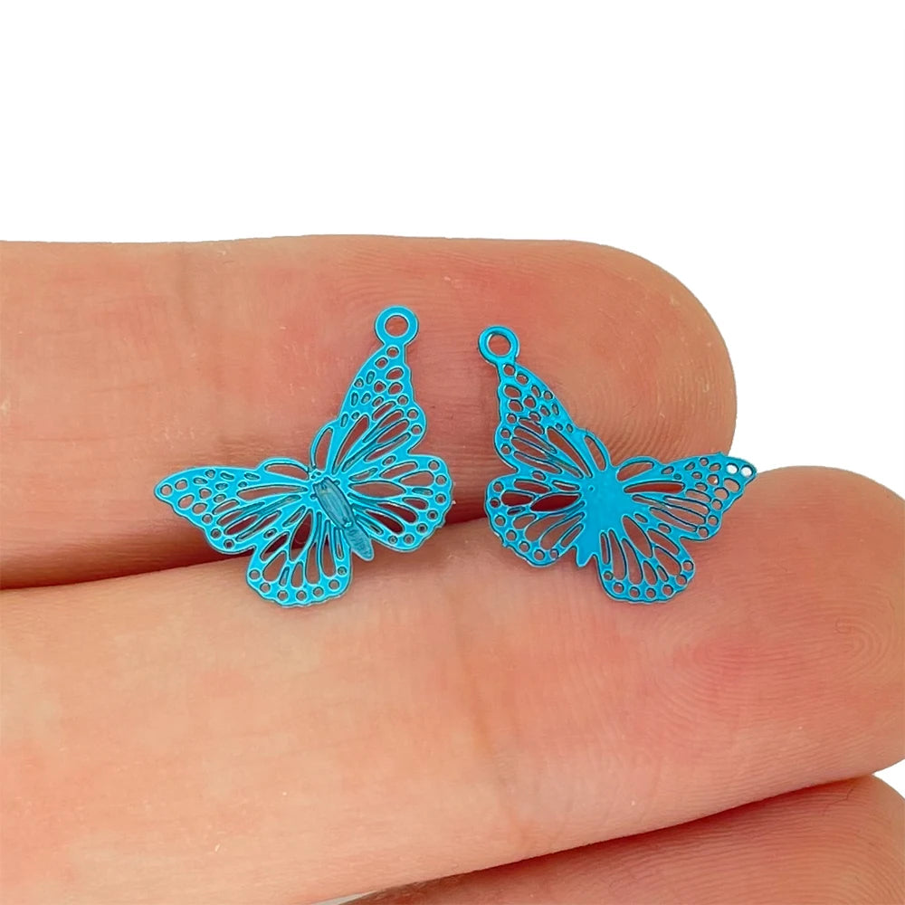 50 Stainless Steel Butterfly Charms 15*10mm Pendant for Jewelry Making