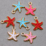 50pcs 15*18mm Starfish Enamel Charms for DIY Necklaces Bracelets
