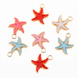 50pcs 15*18mm Starfish Enamel Charms for DIY Necklaces Bracelets
