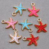 50pcs 15*18mm Starfish Enamel Charms for DIY Necklaces Bracelets