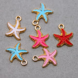 50pcs 15*18mm Starfish Enamel Charms for DIY Necklaces Bracelets