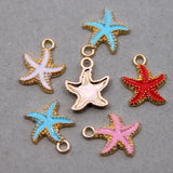 50pcs 15*18mm Starfish Enamel Charms for DIY Necklaces Bracelets