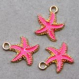 50pcs 15*18mm Starfish Enamel Charms for DIY Necklaces Bracelets
