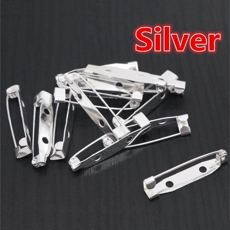 50pcs Safety Pins Brooch Settings Blank Base DIY Findings 7 Colors