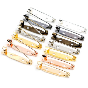 50pcs Safety Pins Brooch Settings Blank Base DIY Findings 7 Colors