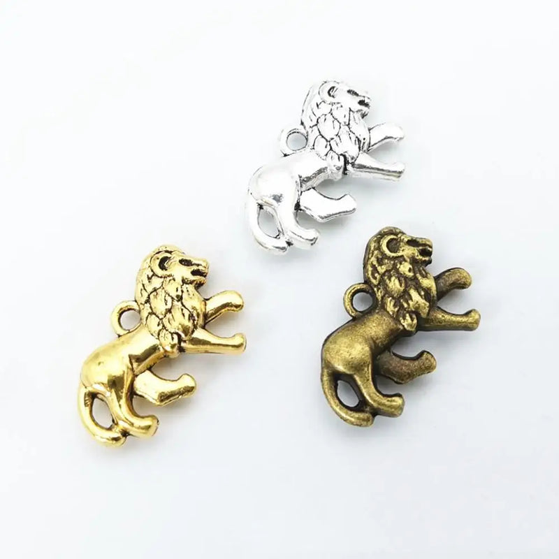 50pcs Tibetan Silver Lion Charms Antique Bronze Pendants DIY Jewelry