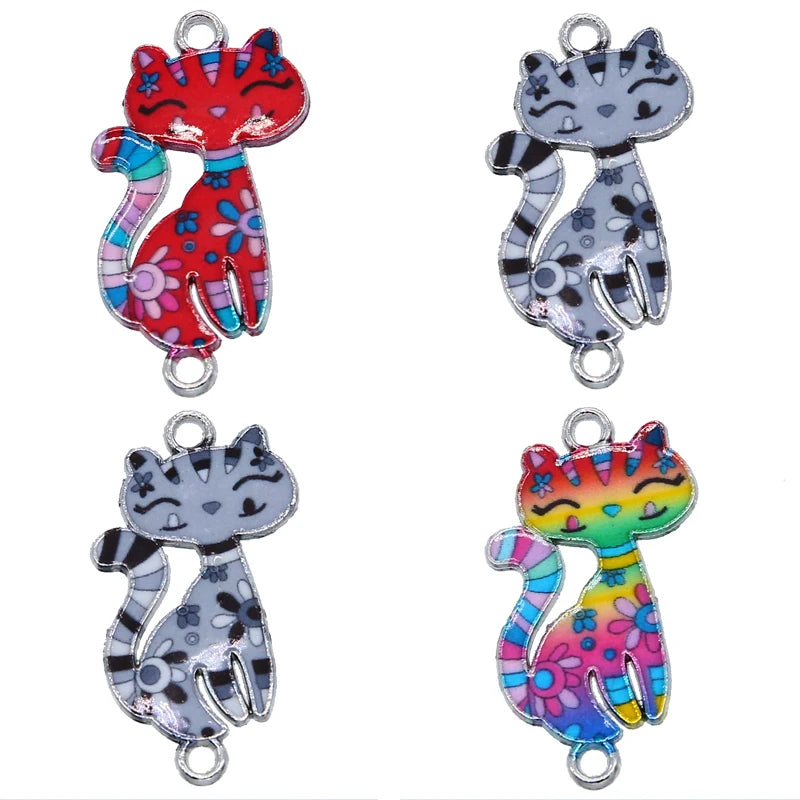 50pcs Cat Enamel Charms for Jewelry Making Earring Pendant Bracelet DIY