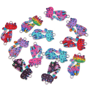 50pcs Cat Enamel Charms for Jewelry Making Earring Pendant Bracelet DIY
