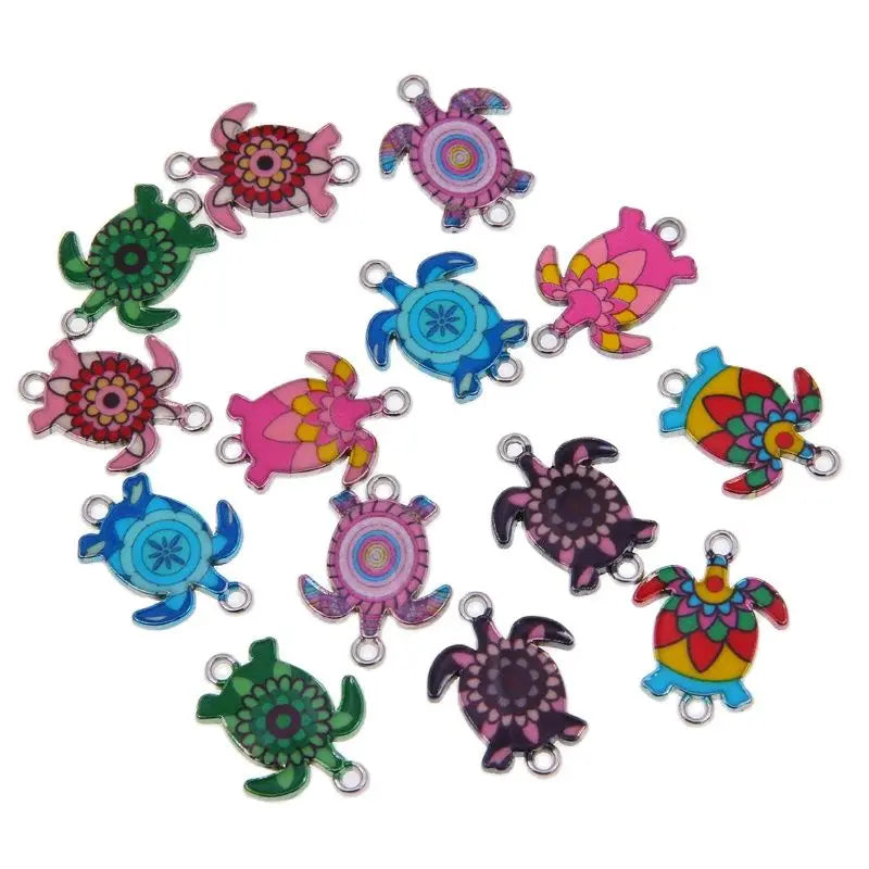 50pcs 15*30mm Turtle Enamel Charms for Jewelry Making DIY Accessories
