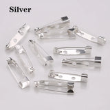 50pcs Silver Brooch Pins Safety Blank Settings 15-35mm DIY Jewelry Making