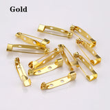 50pcs Silver Brooch Pins Safety Blank Settings 15-35mm DIY Jewelry Making