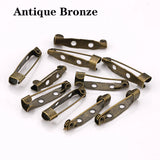 50pcs Silver Brooch Pins Safety Blank Settings 15-35mm DIY Jewelry Making