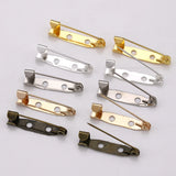 50pcs Silver Brooch Pins Safety Blank Settings 15-35mm DIY Jewelry Making