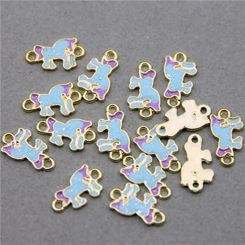 50pcs Unicorn Charms for Pendants Keychains Enamel House Charms Jewelry DIY