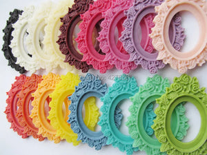 50pcs 16 Colors Oval Resin Frame Charm Finding for 30x40mm Cabochon DIY