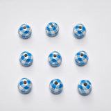 50pcs 16mm Grid Pattern Round Wooden Beads Spacer Beads for DIY Bracelets