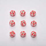50pcs 16mm Grid Pattern Round Wooden Beads Spacer Beads for DIY Bracelets