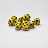 50pcs 16mm Grid Pattern Round Wooden Beads Spacer Beads for DIY Bracelets