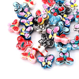 50pcs Enamel Butterfly Loose Beads Animal Charms Ceramic Bead Porcelain Pendant