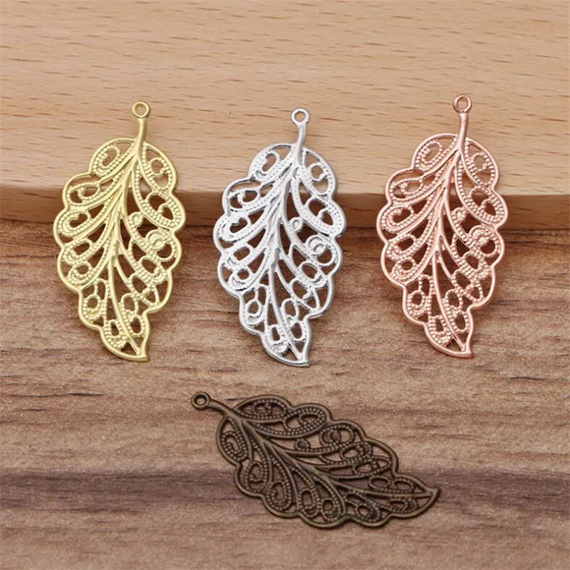 50pcs Vintage Metal Leaf Pendant Charms for DIY Jewelry Making