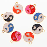 50pcs Yin Yang Flower Alloy Charms Pendant Beads Sweet Heart DIY Jewelry