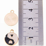 50pcs Yin Yang Flower Alloy Charms Pendant Beads Sweet Heart DIY Jewelry