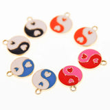 50pcs Yin Yang Flower Alloy Charms Pendant Beads Sweet Heart DIY Jewelry